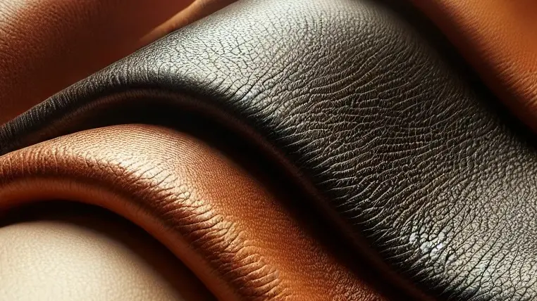 Zwinięte fragmenty miękkiej skóry w brązowych i kremowych tonach